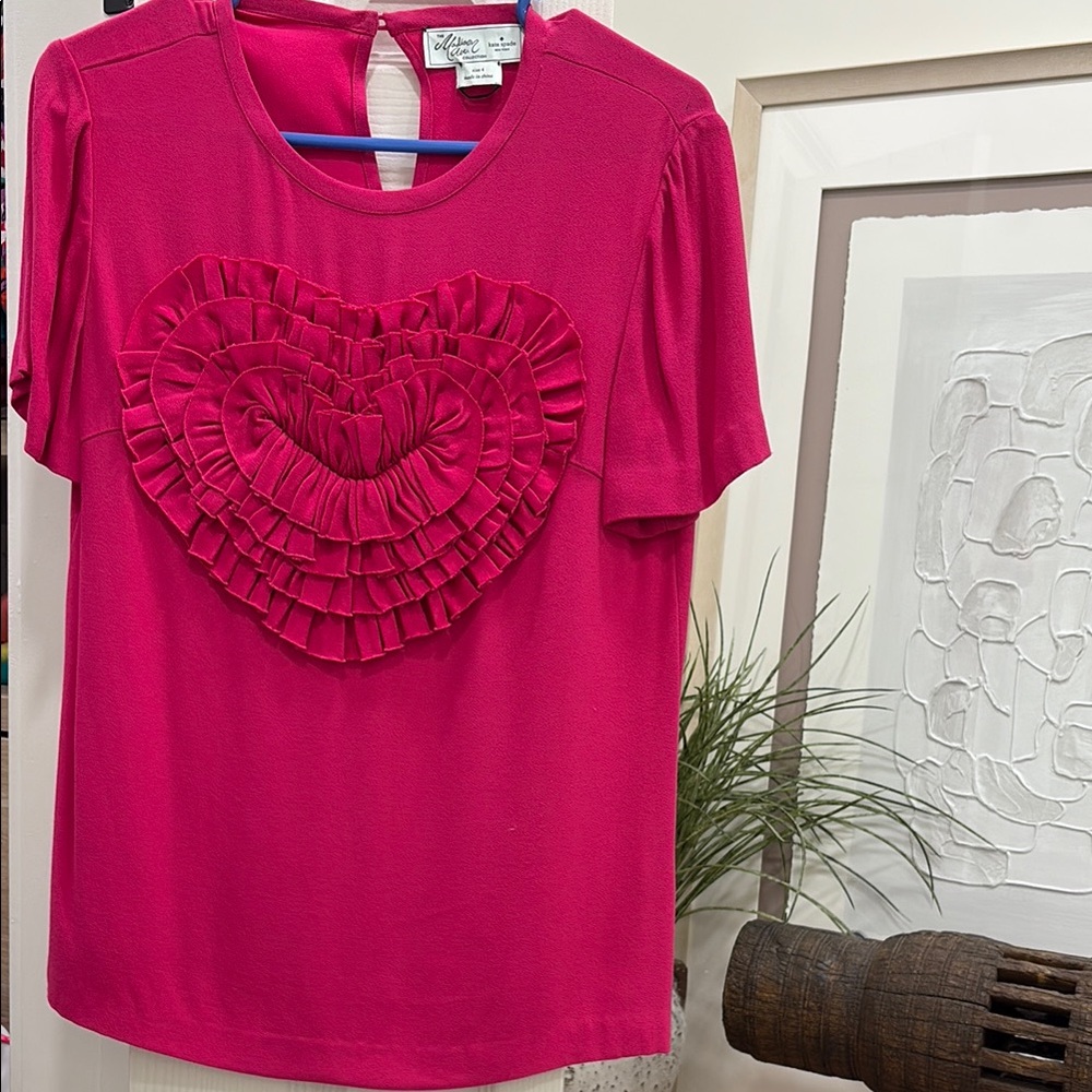 Kate Spade Pink Ruffled Heart Blouse